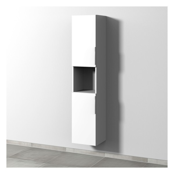 Sanipa 3way Hochschrank mit 2 Türen und 1 offenem Fach, Weiß-Soft