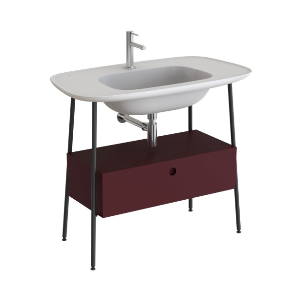 VitrA Plural Set 100 cm Waschtischunterbau mit 1 Vollauszug und Möbelwaschtisch Edelweiß,80466