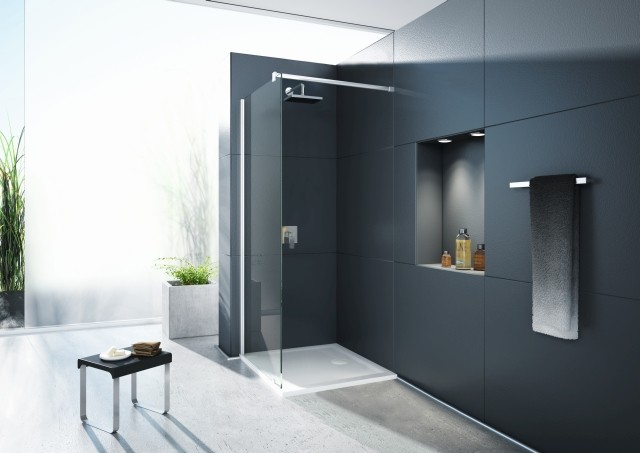 Hoesch Duschabtrennung One&One 1000 Everclean, Höhe 2100 mm, Haltestange eloxal silber, 5758.101401 5758.101401