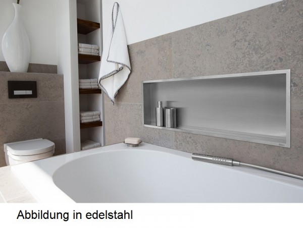 ESS BOX 10 Creme Wandnische 90x30x10 cm mit Rahmen Edelstahl gebürstet, inkl. Rohbauset, BOX-90x30x1
