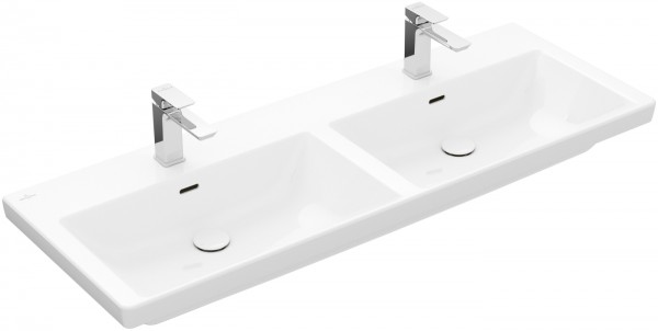 Villeroy & Boch Subway 3.0 Schrank-Doppelwaschtisch, 1300 x 470 x 165 mm, Weiß Alpin, mit Überlauf,