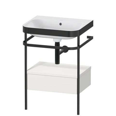 Duravit Happy D.2 Plus c-bonded Set mit Metallkonsole und Schubkasten Nordic Weiß Seidenmatt 575x490