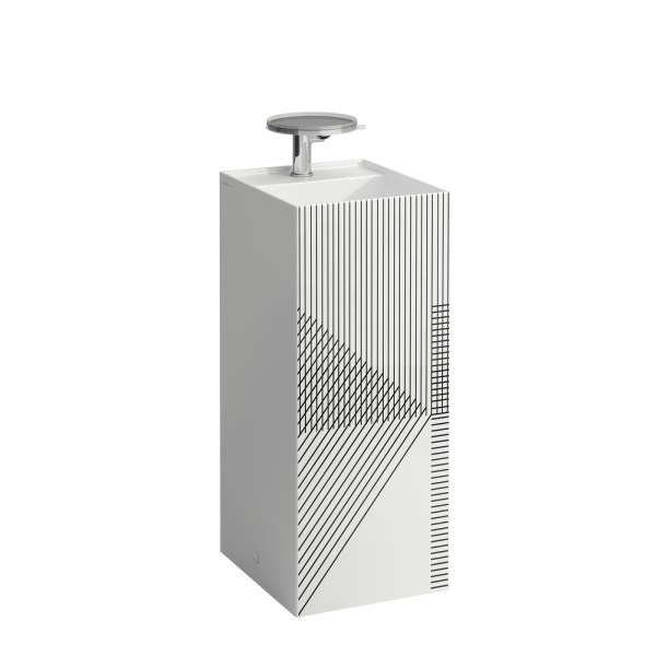 LAUFEN Waschtisch, freistehend Kartell, 3 Hahnlöcher, ohne Überlauf 375x435x900 Liniennetz, grau, H8