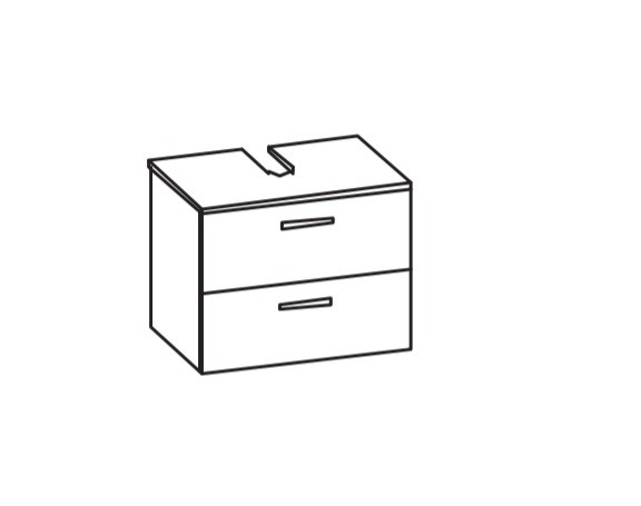 Artiqua 400 Universalwaschtischunterschrank, Weiß Glanz, 400-WB2L-1-75-7050-68