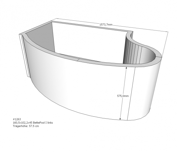 Neuesbad Wannenträger für Bette Pool I 161x102 li