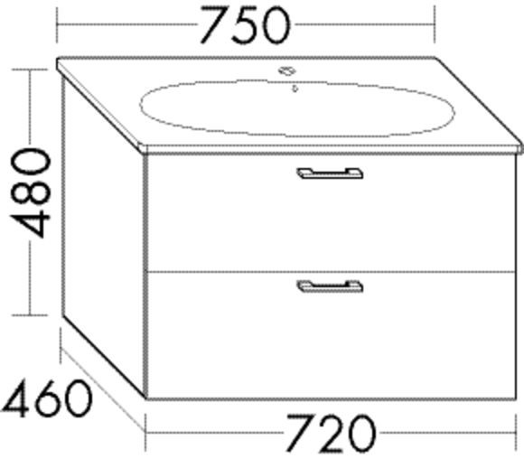 Burgbad Waschtischunterschrank Sys30 PG1 Aqua 480x720x460 Frassino Dekor Cappuccino, WVVJ072F3160