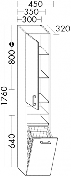 Burgbad Hochschrank Sys30 PG1 Aqua 1760x350x320 Eiche Dekor Silber, HS3542LF6023