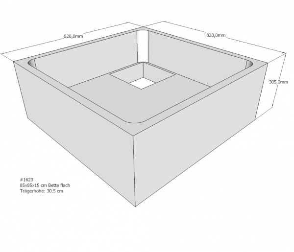 Neuesbad Wannenträger für Bette flach 85x85x15