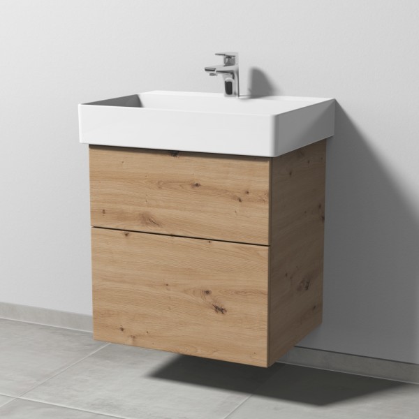 Sanipa 3way Waschtischunterbau zu Duravit Dura Square Waschtisch mit 2 Auszügen, Eiche Natural-Touch