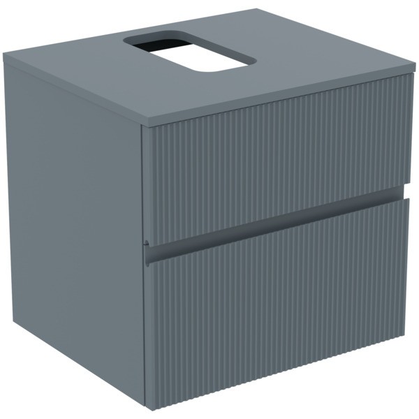 Ideal Standard Waschtischunterschrank Finesse Ausschnitt r/l 602x505x558mm 2 Auszüge Aschblau matt,