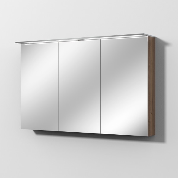 Sanipa Reflection Spiegelschrank MALTE 120 mit LED-Aufsatzleuchte, Eiche-Tabak, SD15550