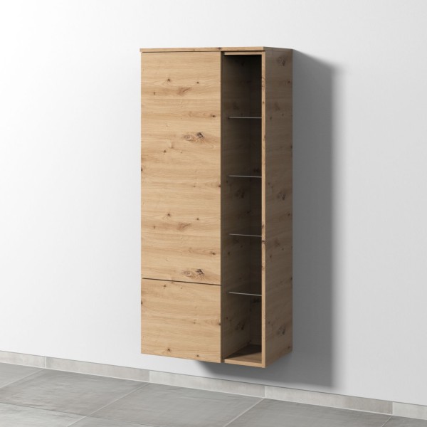 Sanipa 3way Stauraumschrank mit 1 Tür, 1 Auszug und offenen Fächern, Eiche Natural-Touch