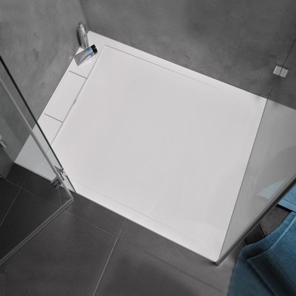 HSK Marmor-Polymer Duschwanne, Randablauf Quadrat 120 × 120 cm, 04 weiß, 5185012-04
