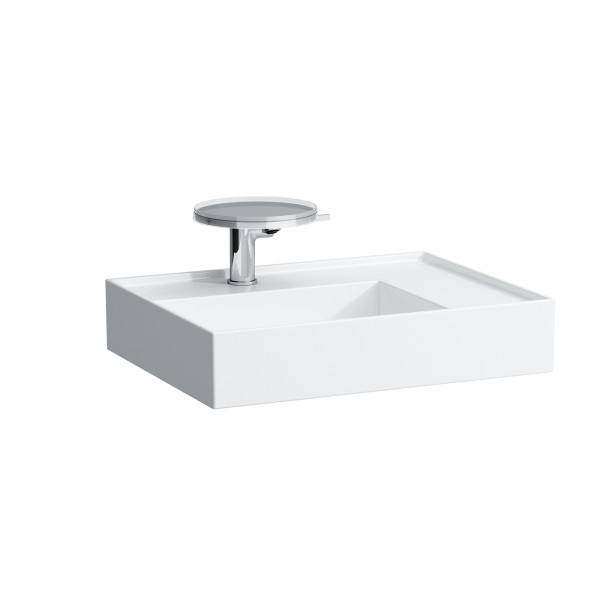 LAUFEN Aufsatz-Waschtisch Kartell 460x600x150, 1 Hl., ohne Üb. , geschliffen Abl. rechts, LCC weiss