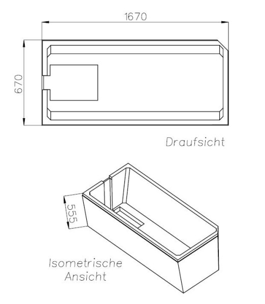 Neuesbad Wannenträger für Bette Profi-Form 170x70 Kopfende re