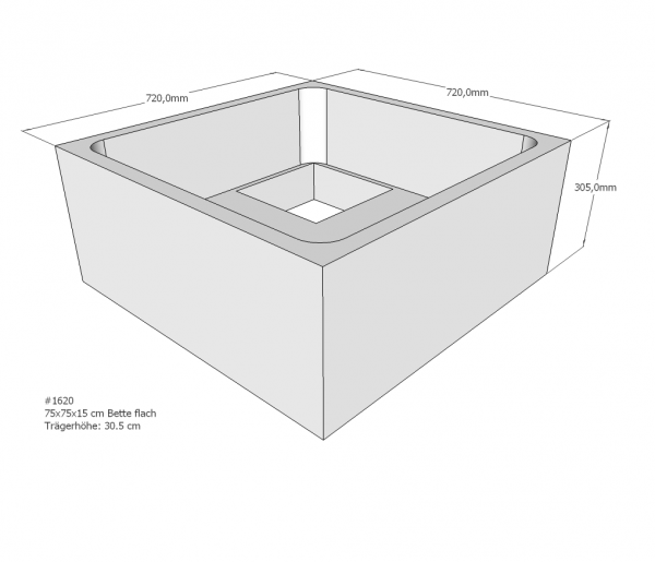 Neuesbad Wannenträger für Bette flach 75x75x15