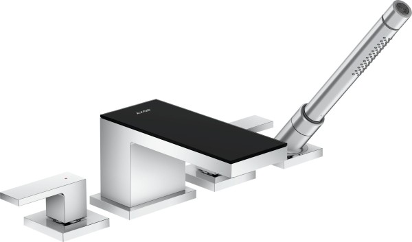 Hansgrohe 4-Loch Wannenarmatur Axor MyEdition F-Set schwarz/chrom Wannenrandmontage, 47430600