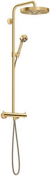 Hansgrohe Showerpipe AXOR One mit Thermostat, Kopfbrause 280 1jet brushed gold optic, 48794250