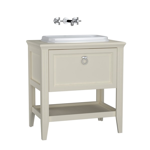 VitrA Valarte Set 78 cm Einbauwaschtisch + Waschtischunterschrank 1 Vollauszug Elfenbein Matt,62197