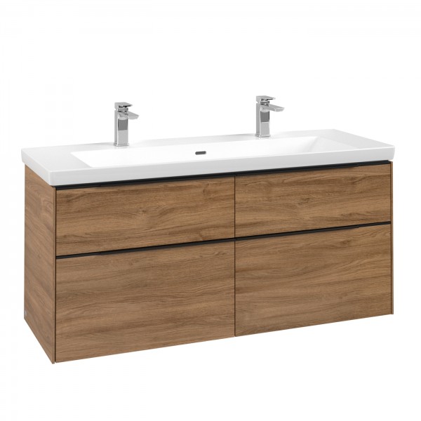 Villeroy & Boch Subway 3.0 Waschbeckenunterschrank, 4 Auszüge, 1272 x 579 x 462 mm, Kansas Oak / Kan