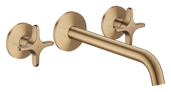 Hansgrohe 3-Loch Waschtischarmatur AXOR One Unterputz Wandm. 220mm Kreuzgriff brushed bronze , 481
