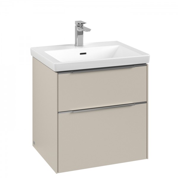 Villeroy & Boch Subway 3.0 Waschbeckenunterschrank, mit Beleuchtung, 2 Auszüge, 572 x 579 x 462 mm,