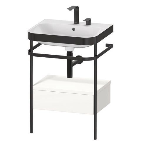 Duravit Happy D.2 Plus c-bonded Set mit Metallkonsole und Schubkasten Weiß Supermatt 575x490x850 mm