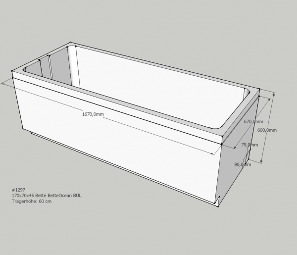 Neuesbad Wannenträger für Bette Ocean 170x70 Ül.hi.