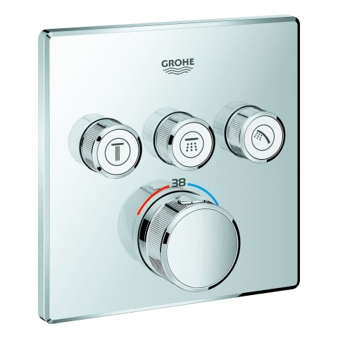 Grohe Thermostat Grohtherm SmartControl 29126 eckig FMS 3 Absperrventile chrom, 29126000