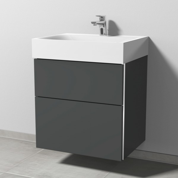 Sanipa 3way Waschtischunterbau zu Kaldewei Silenio Waschtisch mit 2 Auszügen, Anthrazit-Matt