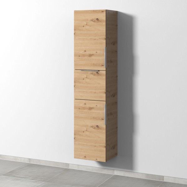 Sanipa 3way Hochschrank mit 2 Türen und 1 Auszug, Eiche Natural-Touch