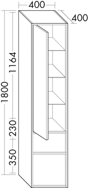 Burgbad Hochschrank Uomo Preisgruppe 1 1800x400x400 Eiche Dekor Nachtschwarz, HSUQ040LF7459