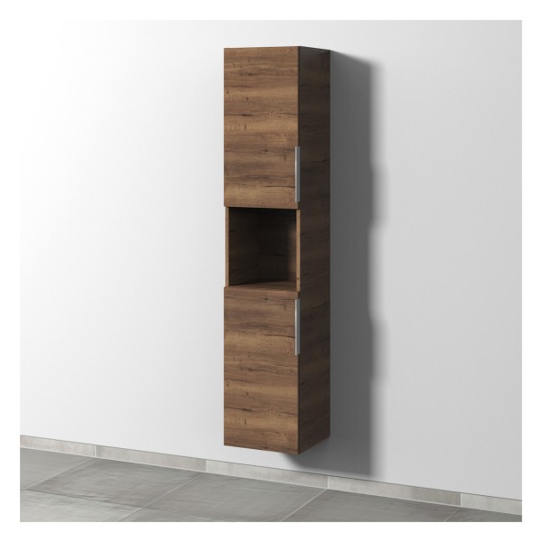 Sanipa 3way Hochschrank mit 2 Türen und 1 offenem Fach, Eiche-Tabak