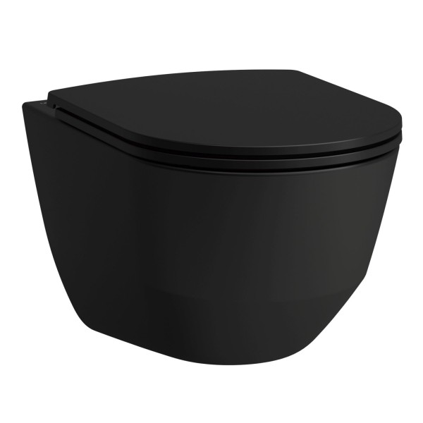 Laufen Pro WC-Set Tiefspül-WC wandhängend+Sitz, 530x360mm, spülrandlos, schwarz matt