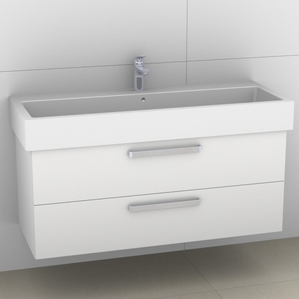 Artiqua 411 Waschtischunterschrank für Vero 045412 mit 1 Armaturbohrung Weiß Hochglanz, 411-WU2L-D24