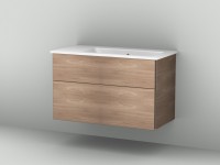 Sanipa Set Sanipa Set Keramik-Waschtisch mit Unterschrank 3way BR32614, Pinie-Grau
