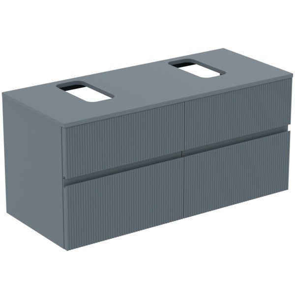 Ideal Standard Waschtischunterschrank Finesse Ausschnitt r/l 1202x505x558mm 4 Auszüge Aschblau matt,