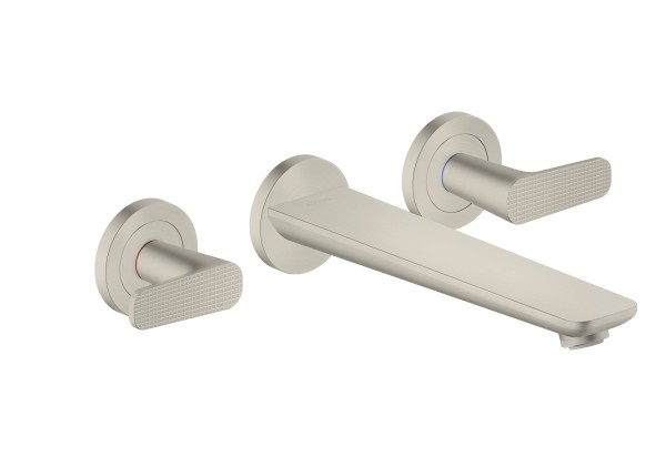 Hansgrohe 3-Loch Fertigset Wannemisch.Wand Unterputz Axor Citterio C Cubic cut edelstahl optik, 494
