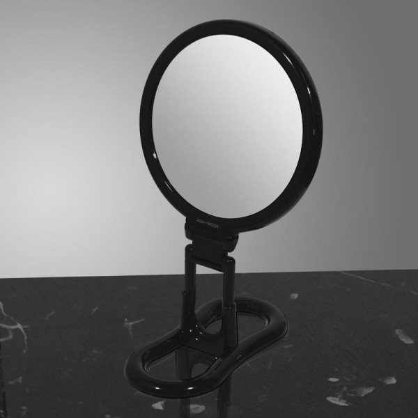 Koh-i-Noor Spiegel mit Klappgriff und Ständer, doppelseitig, 2154N-3, schwarz