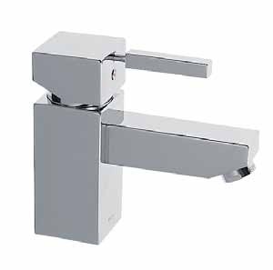 KAJA-Aquadrat Einhebel-Waschtischbatterie mit Ablaufgarnitur, Ausl. 120 mm, chrom