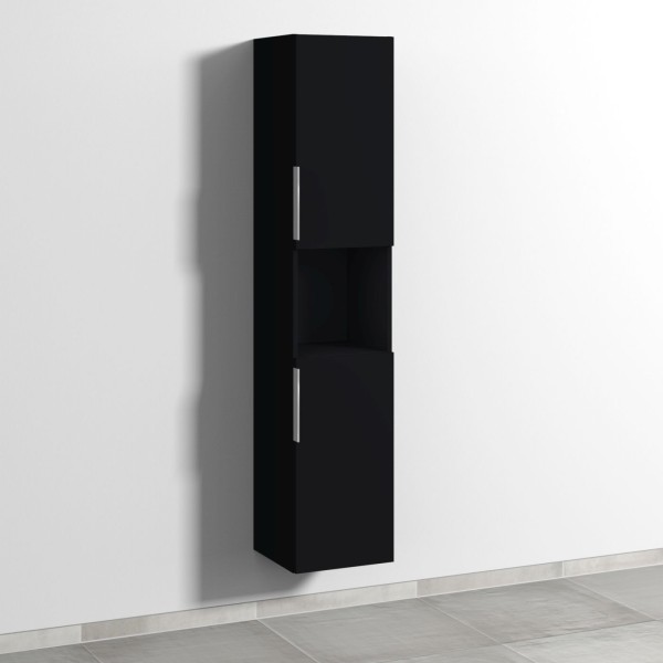 Sanipa 3way Hochschrank mit 2 Türen und 1 offenem Fach, Schwarz-Matt
