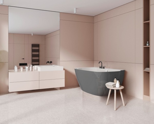 Hoesch Badewanne LaBrillante 1800x800 Ecke Links Weiß-Schiefergrau, mit Überlauf, 4531.112