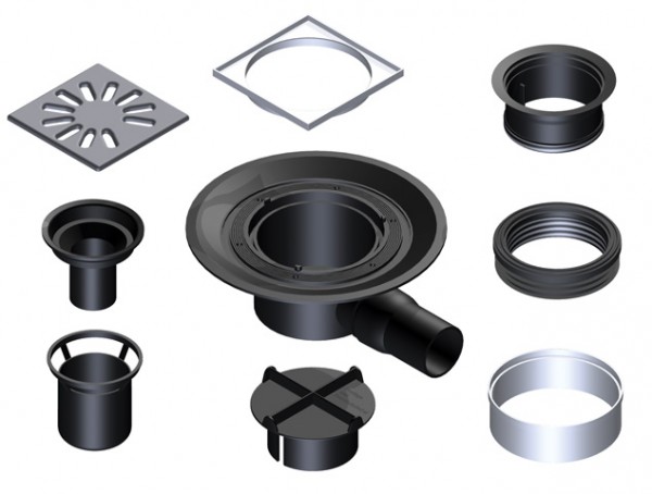 Kermi Ablauf Point A6X 040Point Ablauf waagerecht flach DN 40, BAA6X040000XK