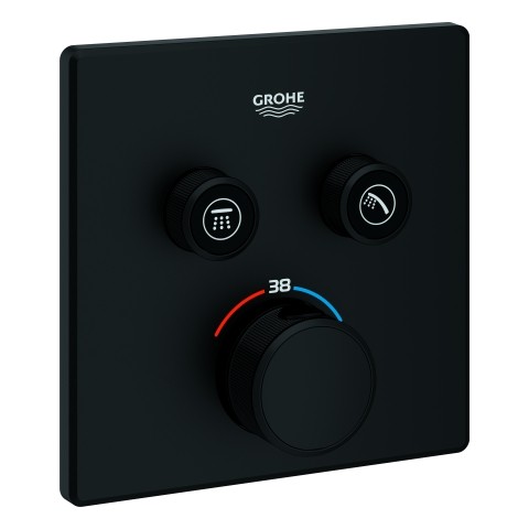 GROHE Thermostat Grohtherm SmartControl 102166 eckig FMS 2 ASV phantom black, 102166KF00