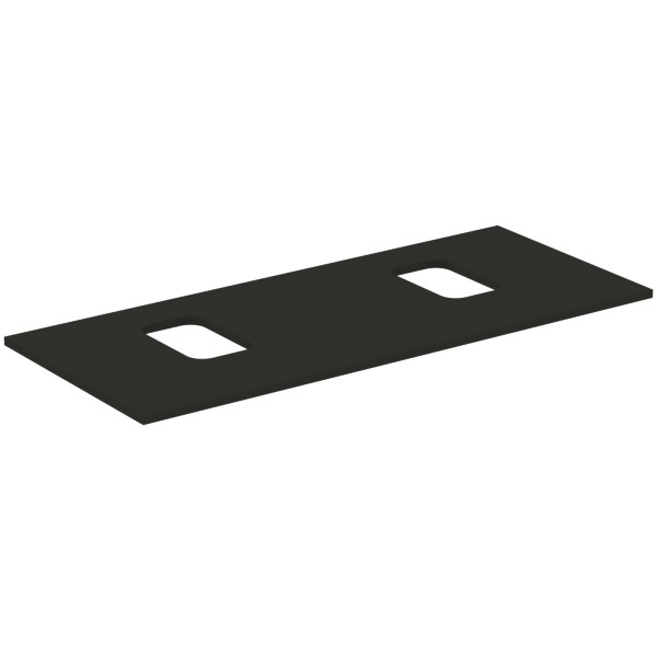 Ideal Standard Waschtischplatte i.life B 2 Ausschnitte r/l f.2 Schalen 1202x507x18mm CarbongrauMatt,