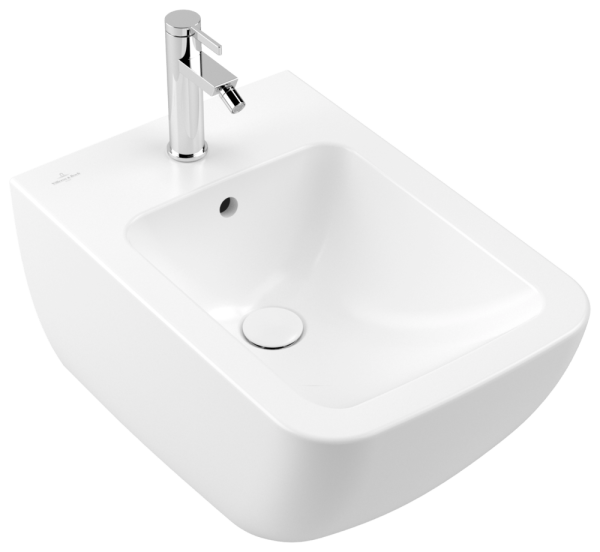 Villeroy & Boch Bidet Venticello 4411 375x560mm mit Überlauf wandh Stone White CeramicPlus, 441100RW