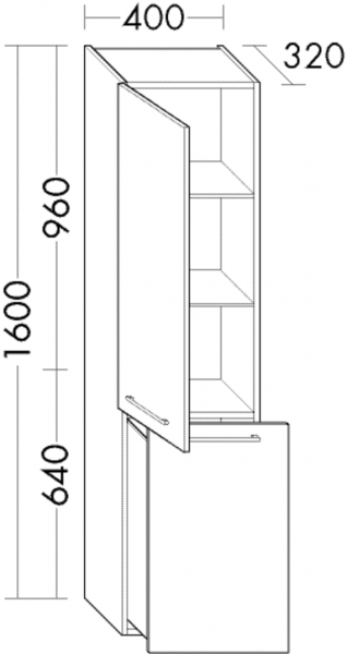 Burgbad Hochschrank Crono HGL 1600x400x320 Weiß Hochglanz, HSGQ040RF1796