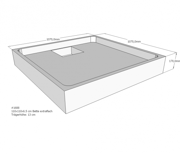 Neuesbad Wannenträger für Bette extraflach 110x110x6,5