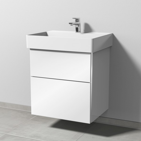 Sanipa 3way Waschtischunterbau zu Duravit Dura Square Waschtisch mit 2 Auszügen, Weiß-Glanz