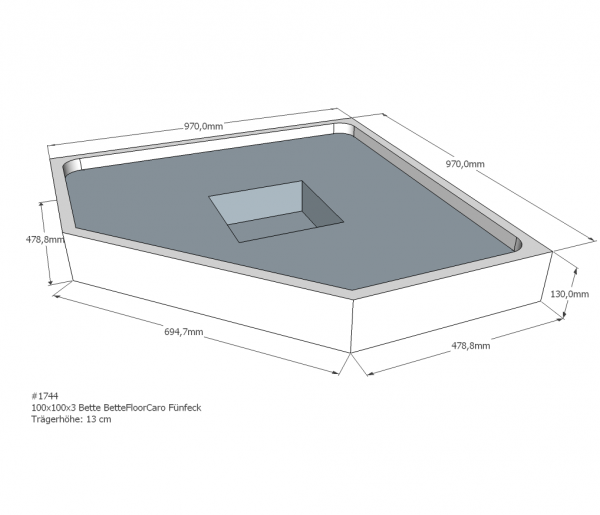 Neuesbad Wannenträger für Bette Floor Caro Fünfeck 1000x1000